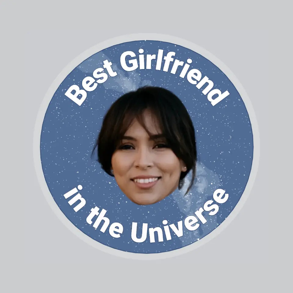 Personalised “Best in the Universe” photo sticker with custom name or role for gifts, laptops and bottles
