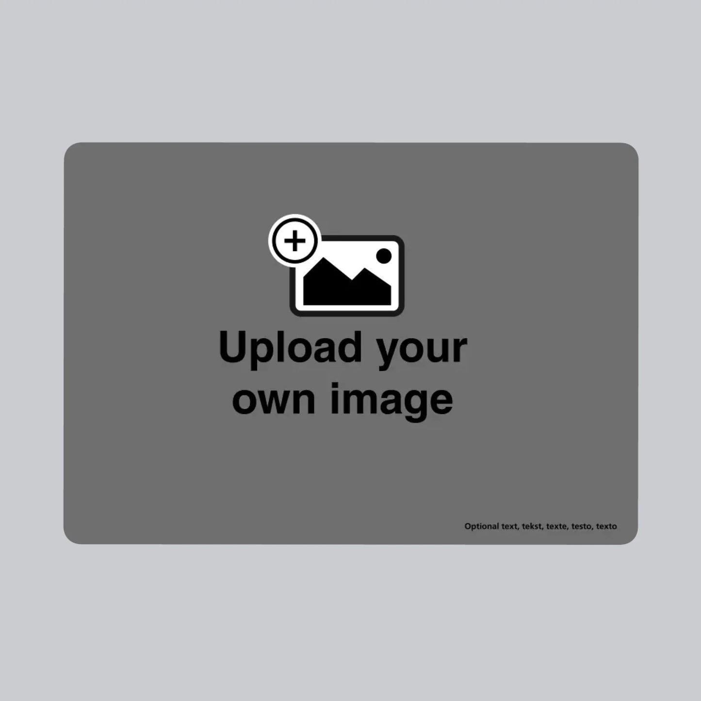 Custom MacBook skin template with upload your own image placeholder and optional personalised text area