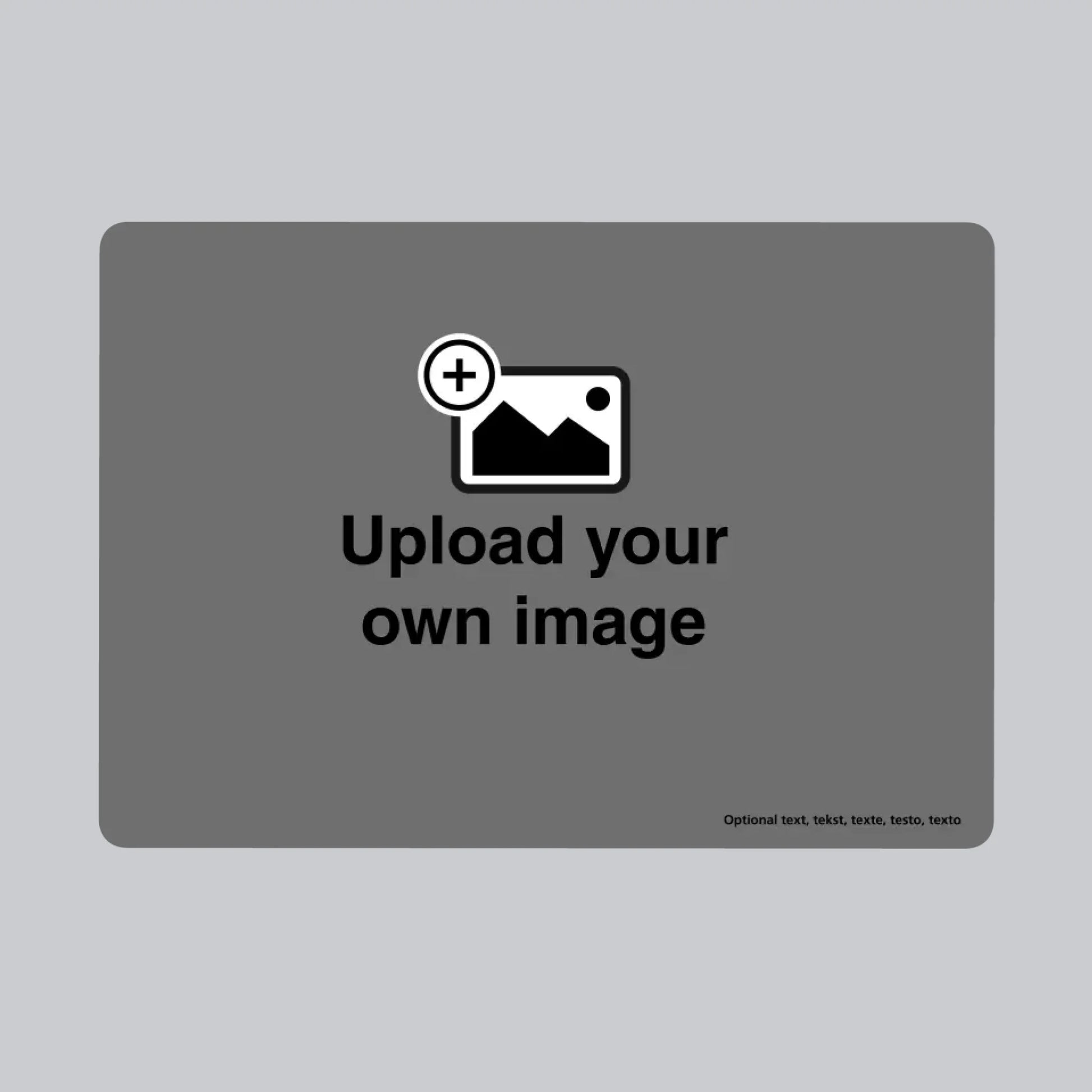 Custom MacBook skin template with upload your own image placeholder and optional personalised text area