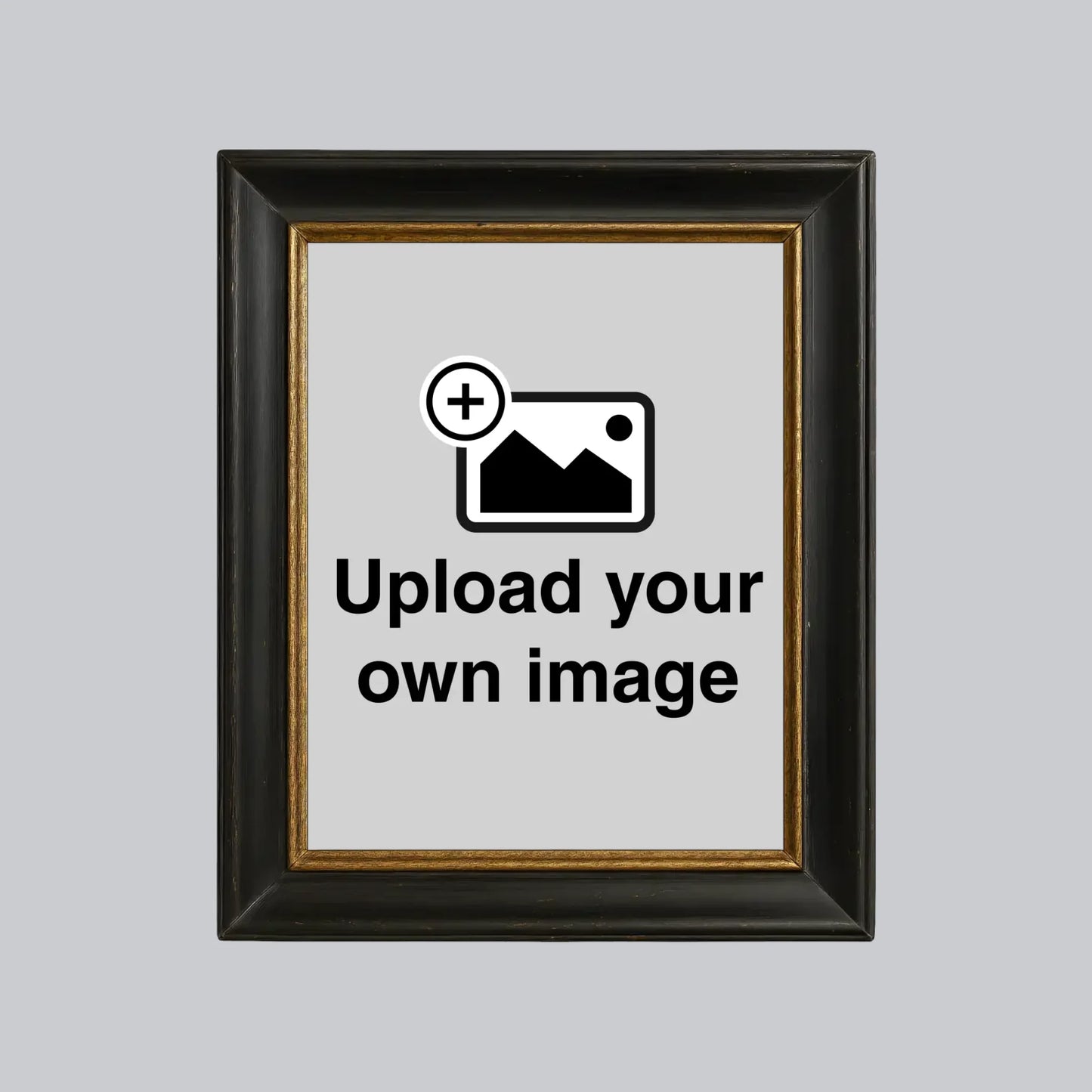 Custom wall sticker with printed black and gold frame effect and personalised photo upload design