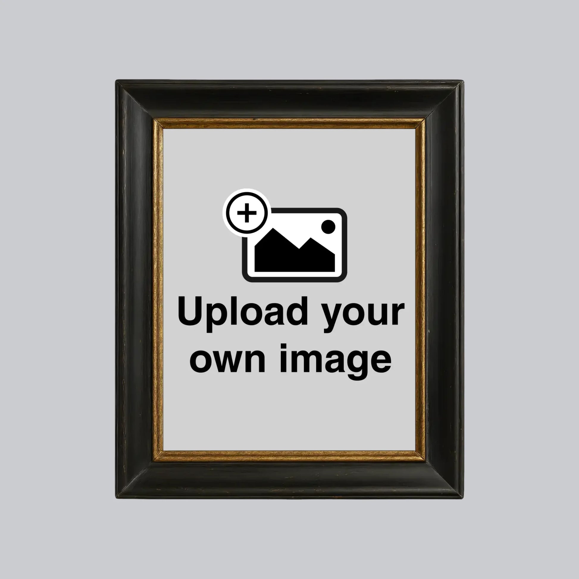 Custom wall sticker with printed black and gold frame effect and personalised photo upload design