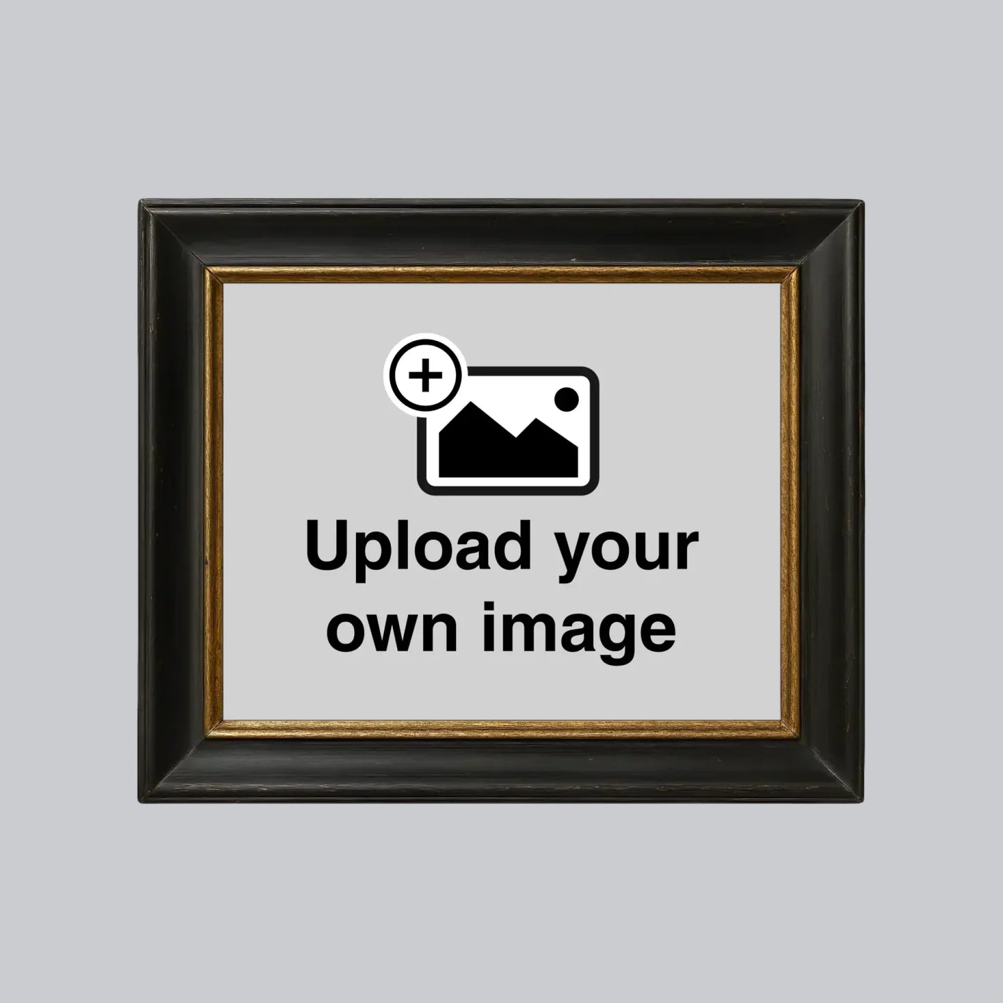 Custom wall sticker with printed black and gold frame effect and personalised photo upload design