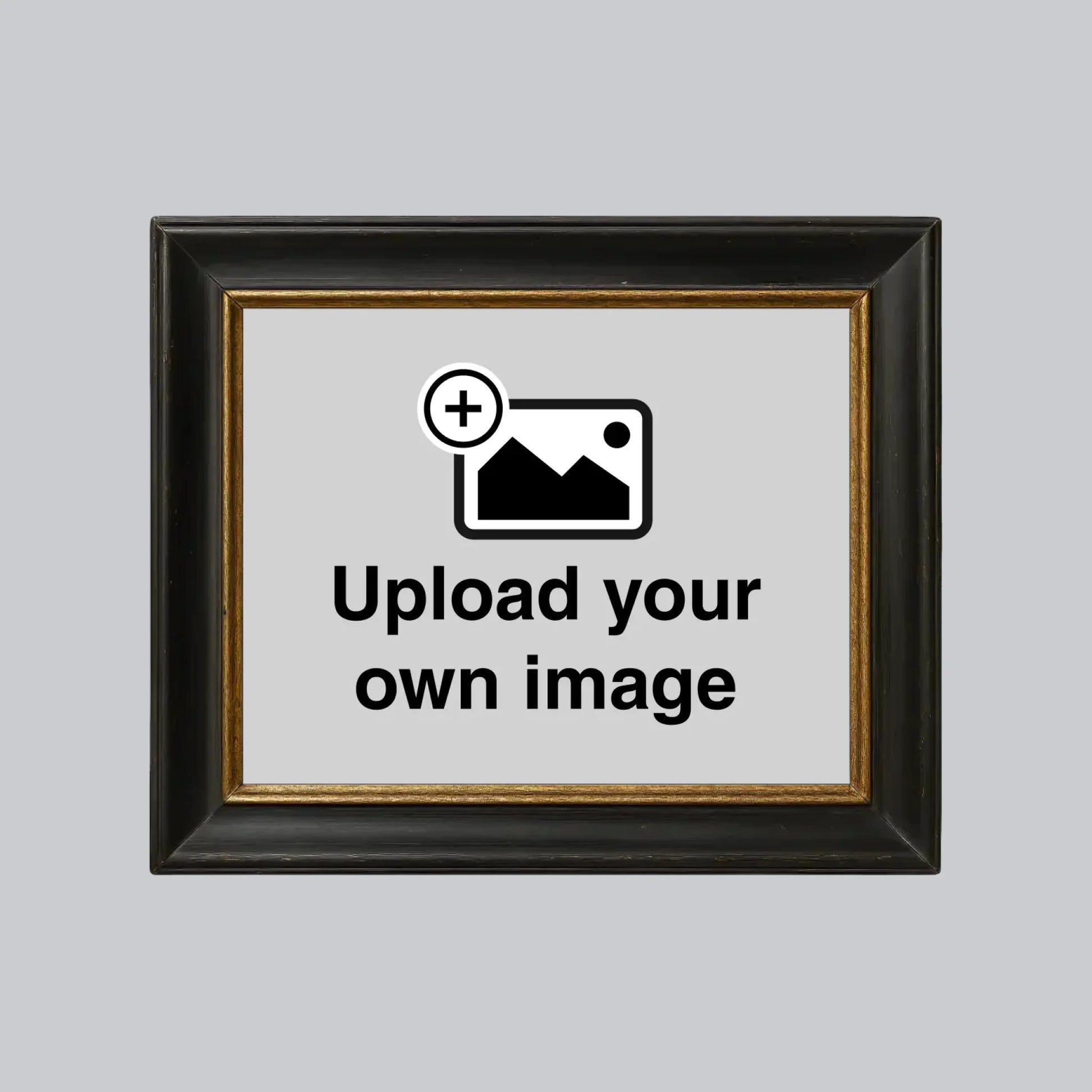 Custom wall sticker with printed black and gold frame effect and personalised photo upload design