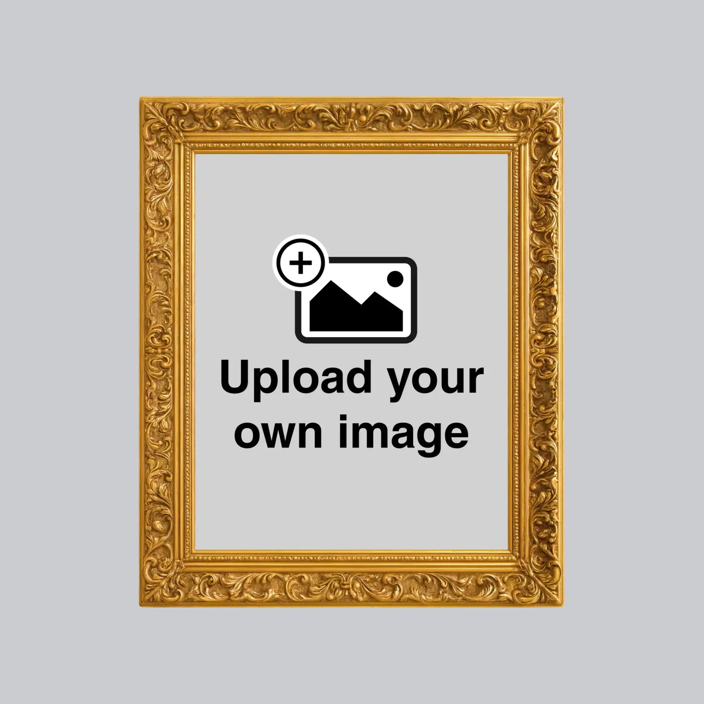 Custom wall sticker with printed gold frame effect and personalised photo upload design for home decor