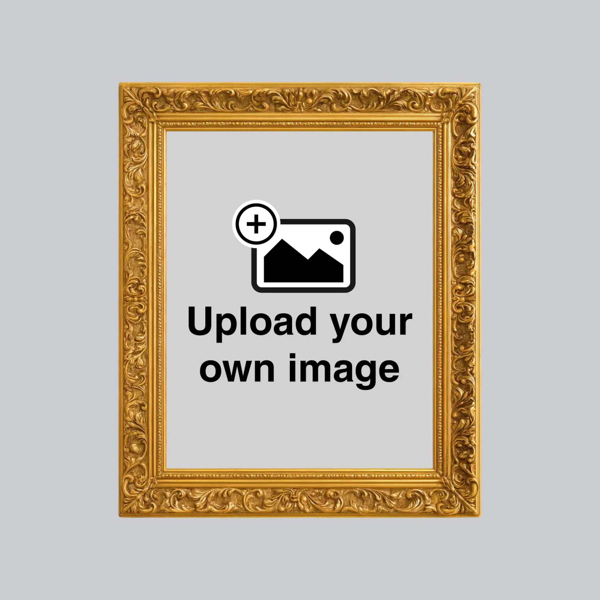 Custom wall sticker with printed gold frame effect and personalised photo upload design for home decor