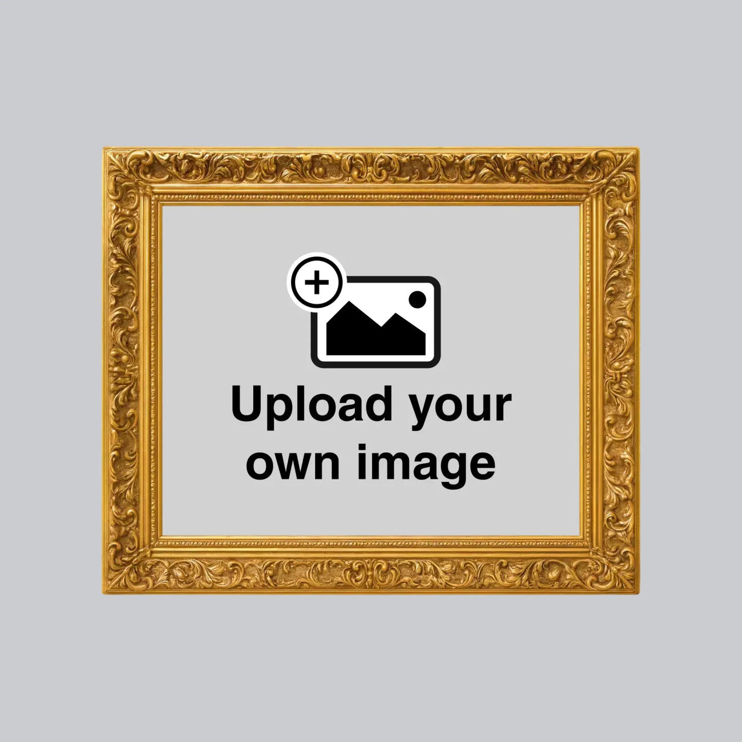 Custom wall sticker with printed gold frame effect and personalised photo upload design for home decor