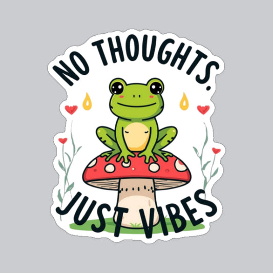Autocollant Grenouille "No Thoughts Just Vibes"