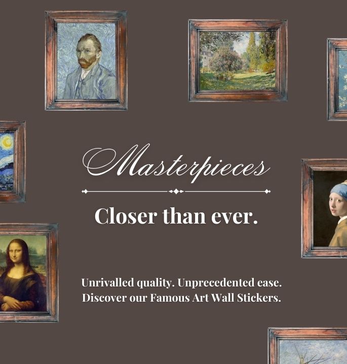 Personalise - assortment of Wall Art Stickers with Famous Art, Vincent van Gogh, Leonardo da Vinci, Johannes Vermeer, Claude Monet