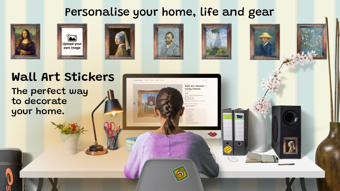 Personalise - Wall Art Sticker display, printed frame effect