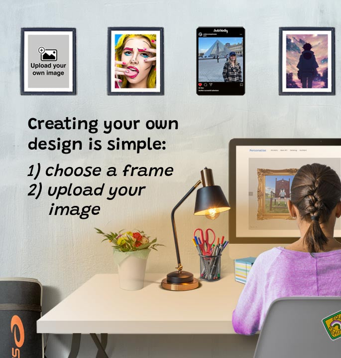 Personalise - Wall Art Sticker display, printed frame effect